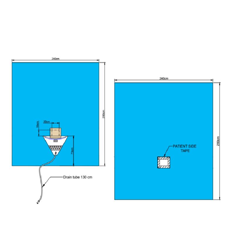 Покриття операційне для урології (перкутанна нефролітотрипсія) 260 см х 240 см (ламінований спандбонд - 56 г/м2) з адгезивним опер. полем NUREL®